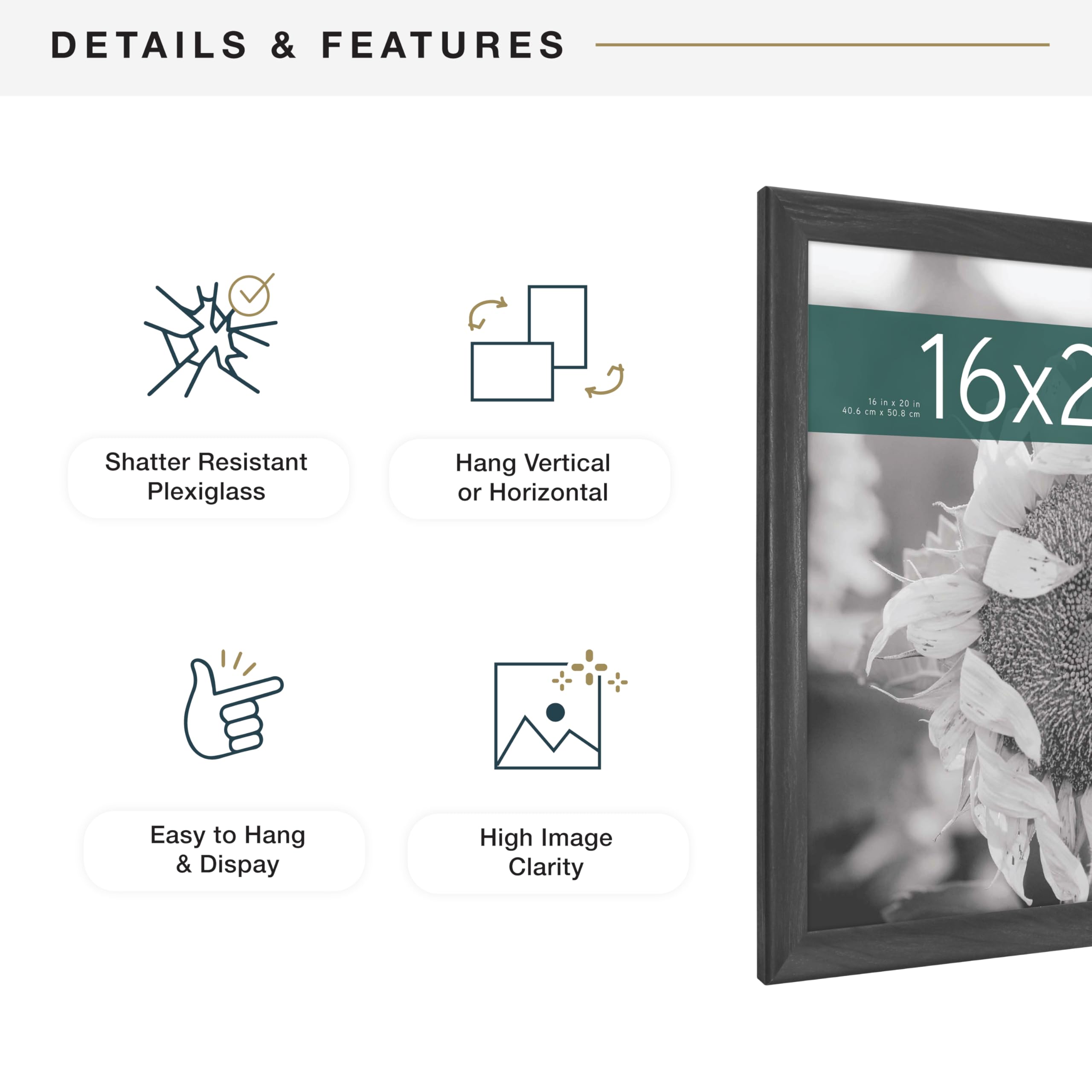 MCS framed 16x20 poster beside ruler for size clarity and fit benefit