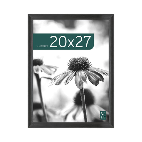 MCS front view of black woodgrain frame showcasing a centered poster aesthetic