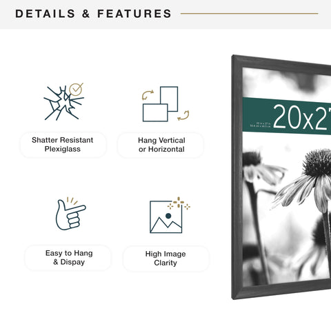 MCS frame next to ruler illustrating 20x27 size and scale clarity
