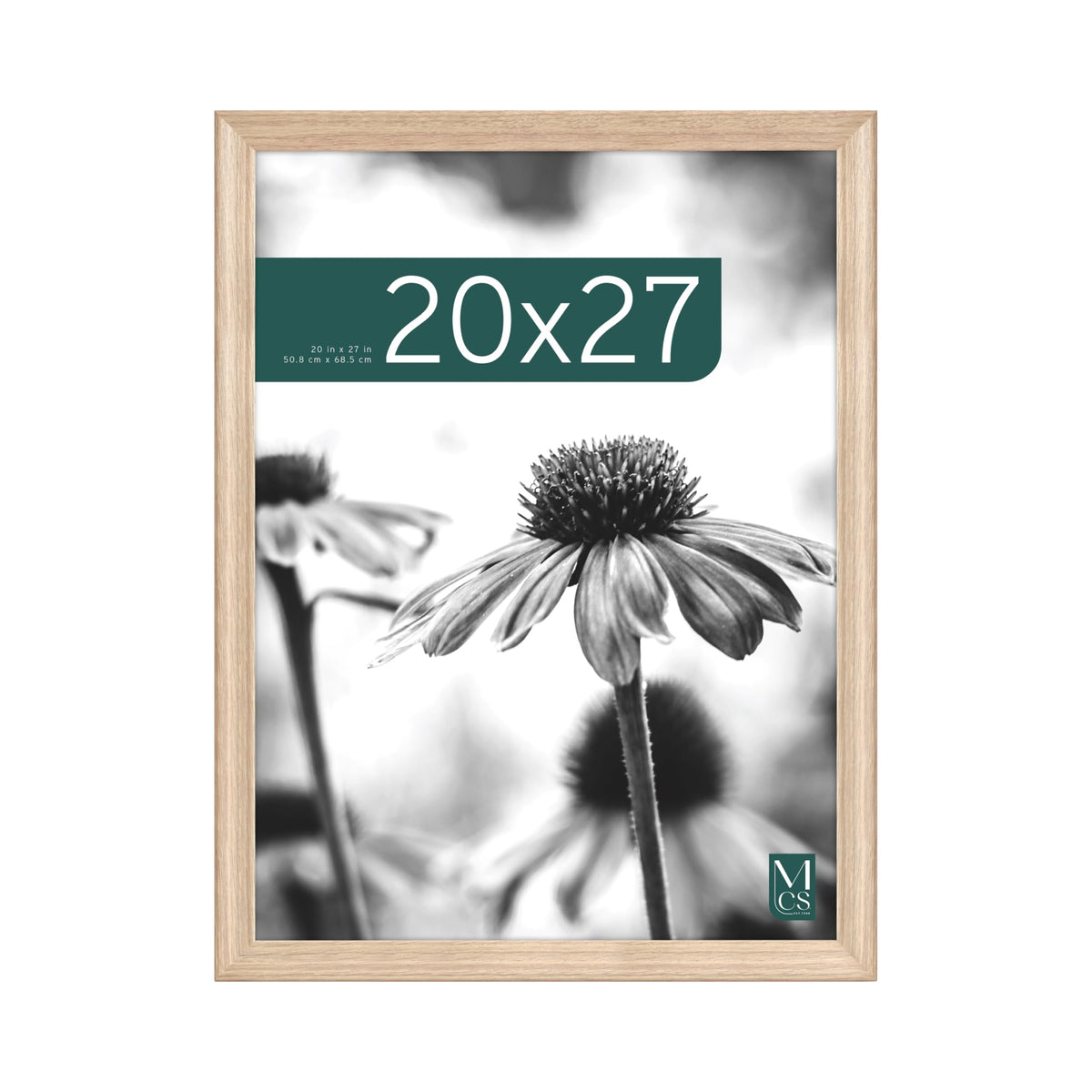 MCS front view of 20x27 frame showing natural woodgrain finish and clean border