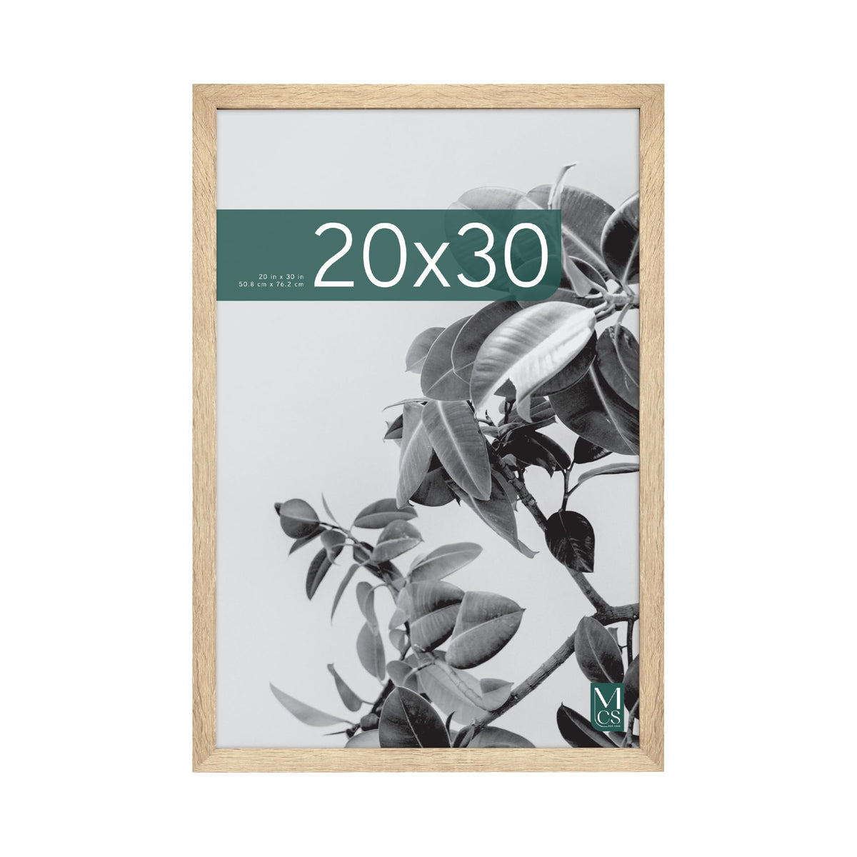 MCS front view of 20x30 frame showcasing natural woodgrain and poster display benefit