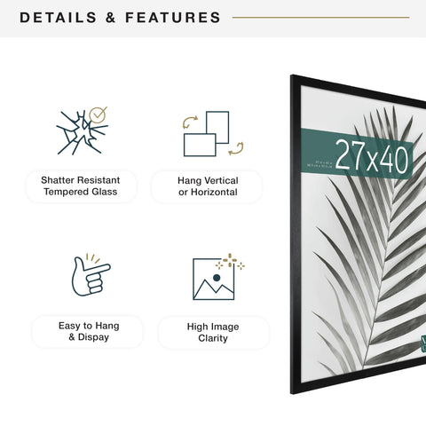 MCS frame held by hand to show 27x40 scale and easy handling for swift poster changes