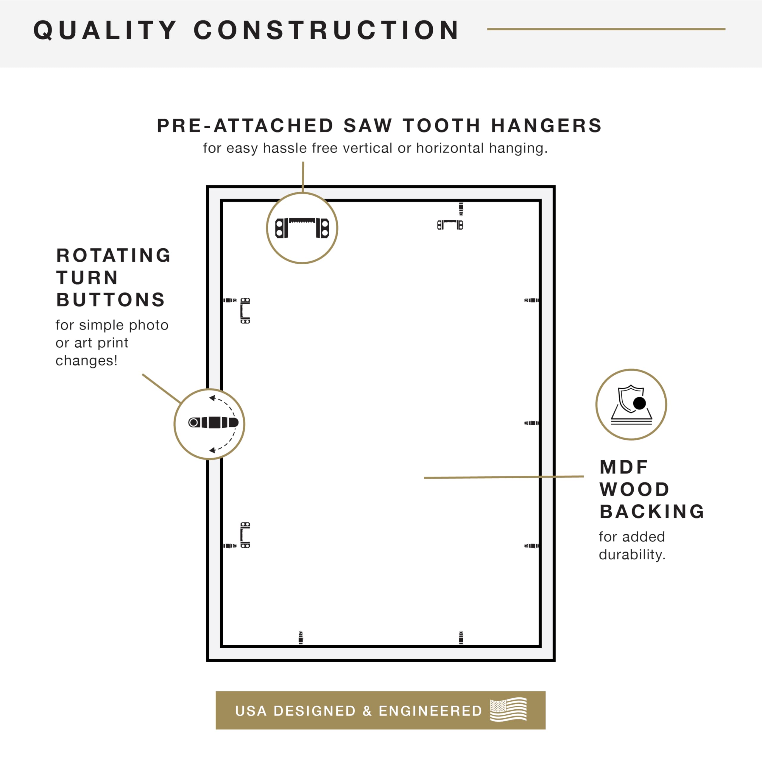 MCS frame next to ruler showing scale and clear dimensions for fitting artwork