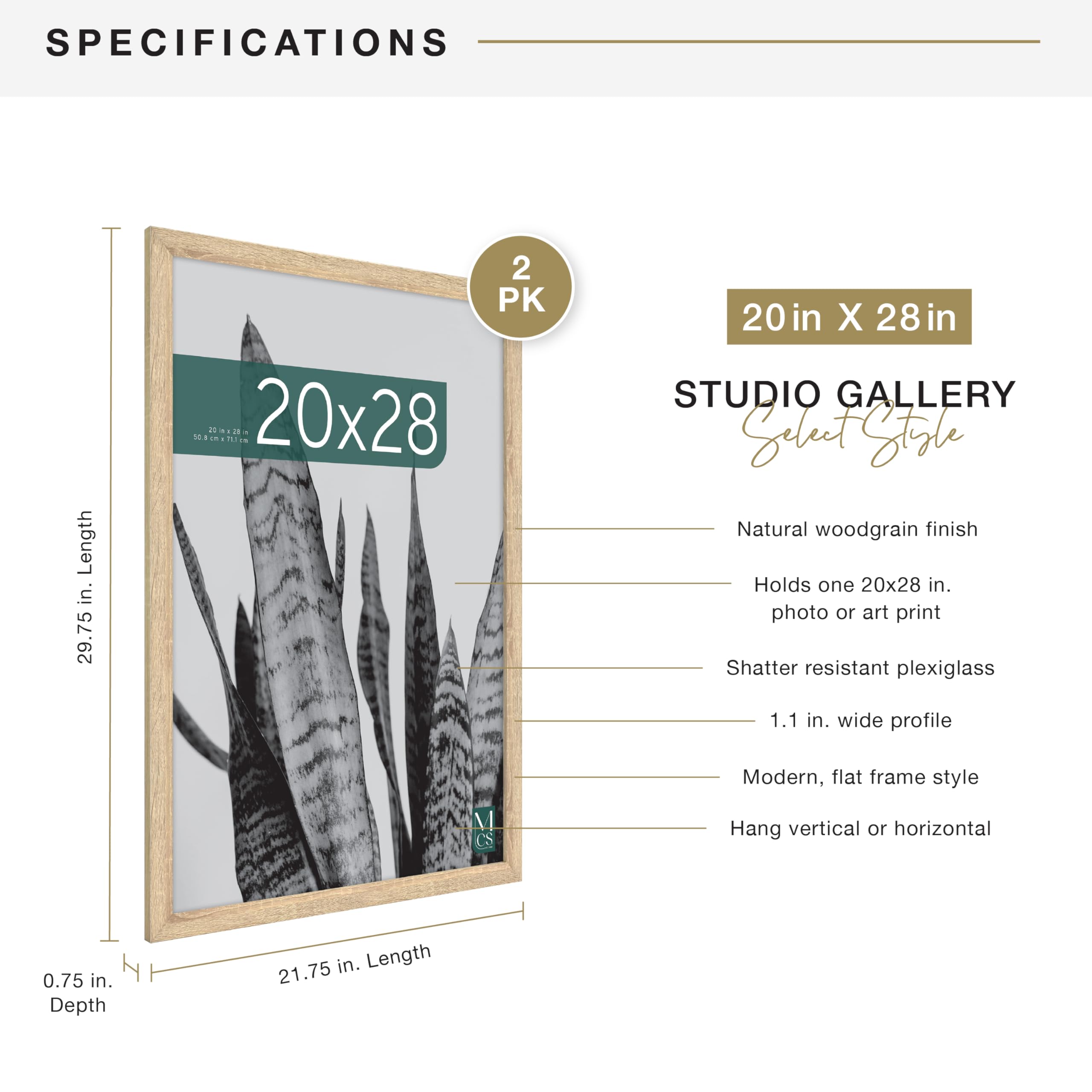 MCS frame with 20x28 poster inserted demonstrating secure fit and plexiglass protection