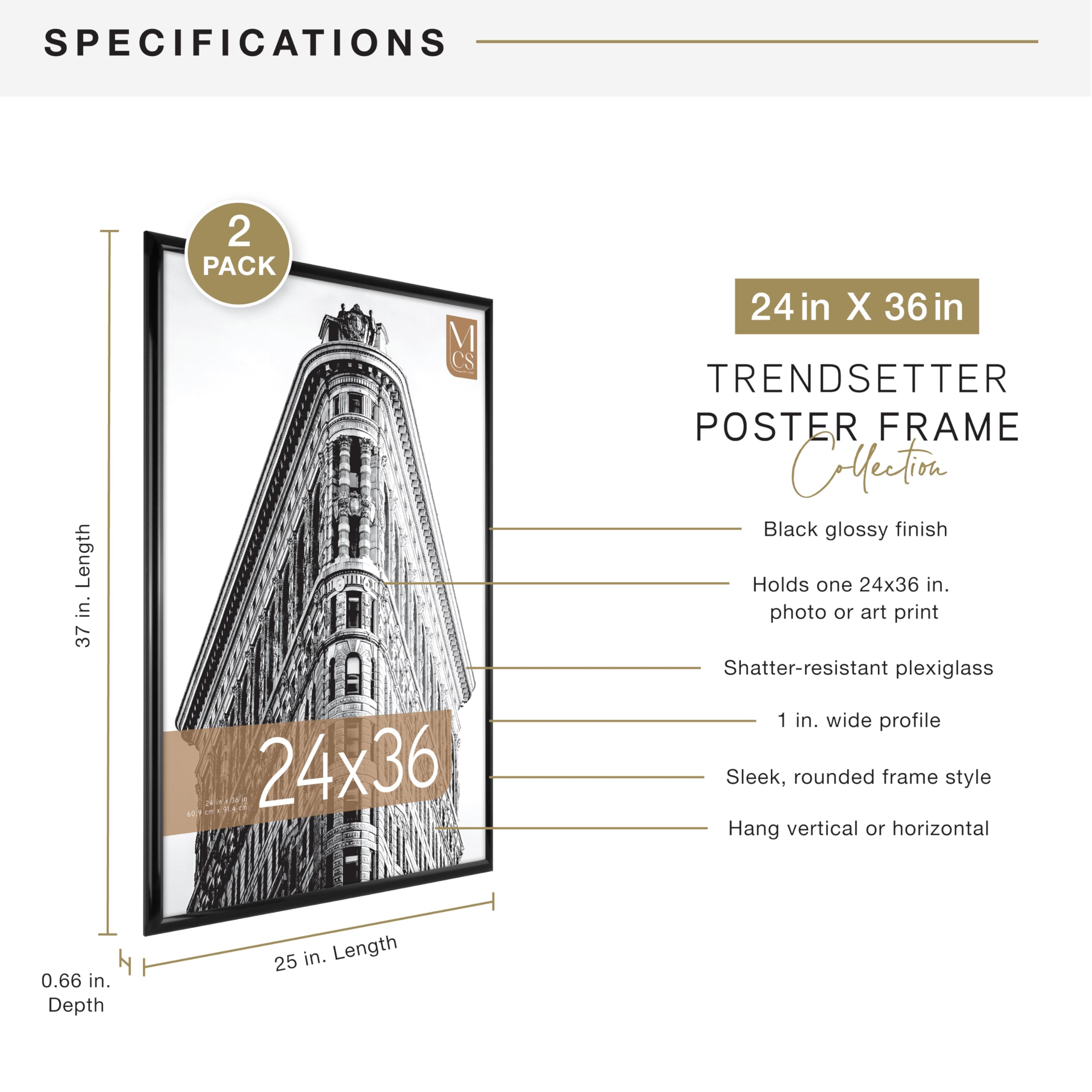 MCS Trendsetter back hangers open for easy vertical or horizontal mounting benefit