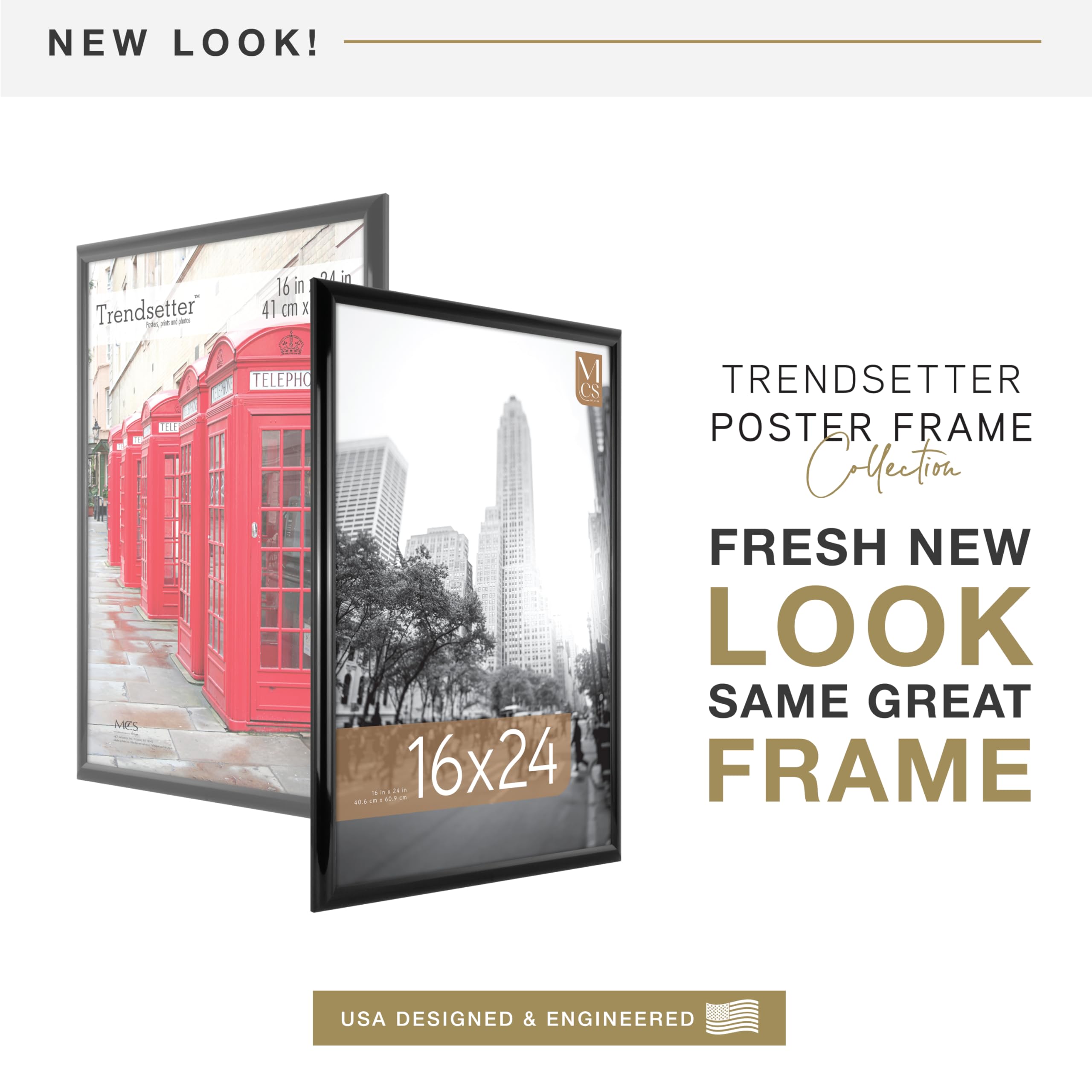 MCS Trendsetter corner close-up highlighting 1 inch profile and glossy finish for refined look