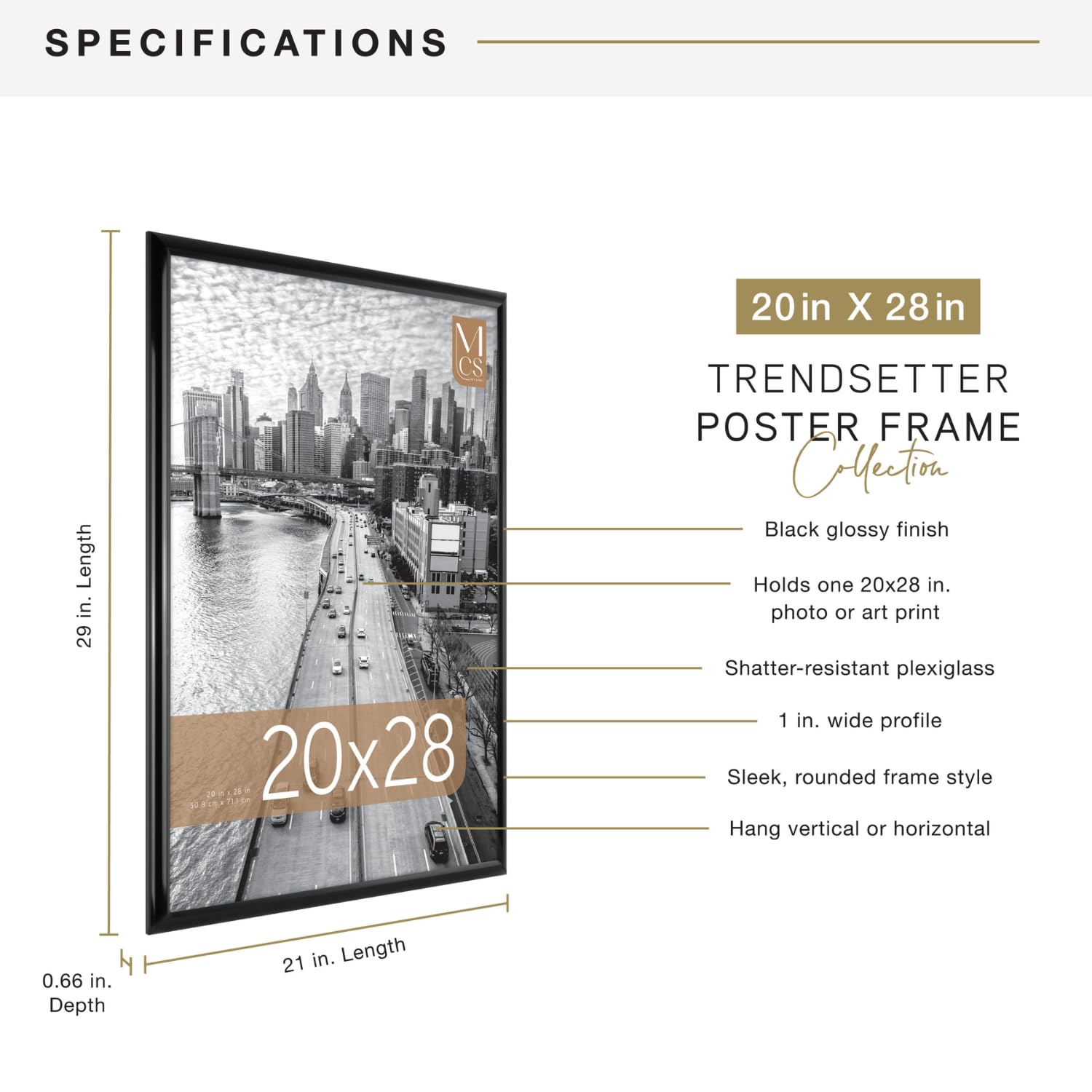MCS Trendsetter styrene face closeup showing clear shatterproof surface benefit
