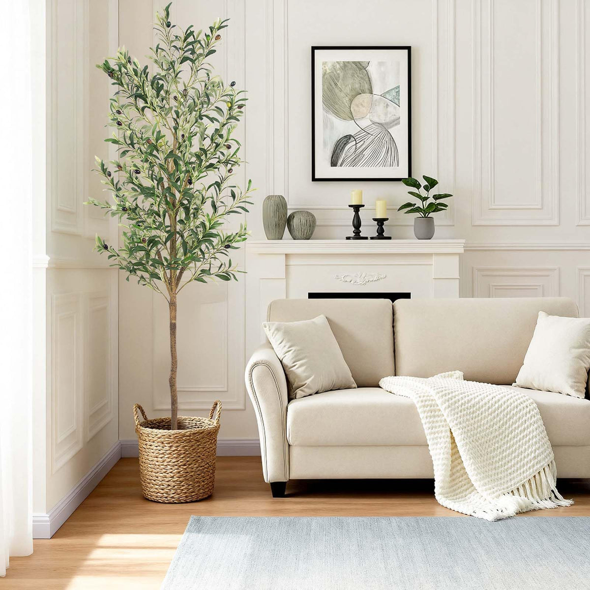 MCTYBB faux olive tree front view showing lifelike greenery and instant decor upgrade