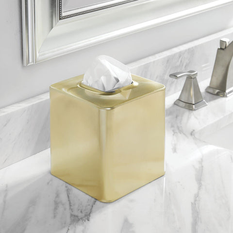 mDesign Avia soft brass close-up of top opening for easy smooth tissue dispensing