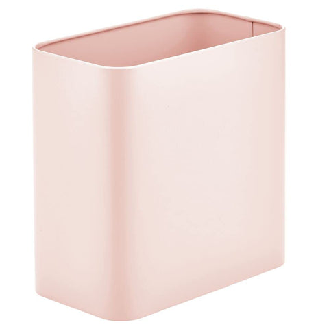 mDesign front view light pink bin showing sleek shape and space-saving benefit
