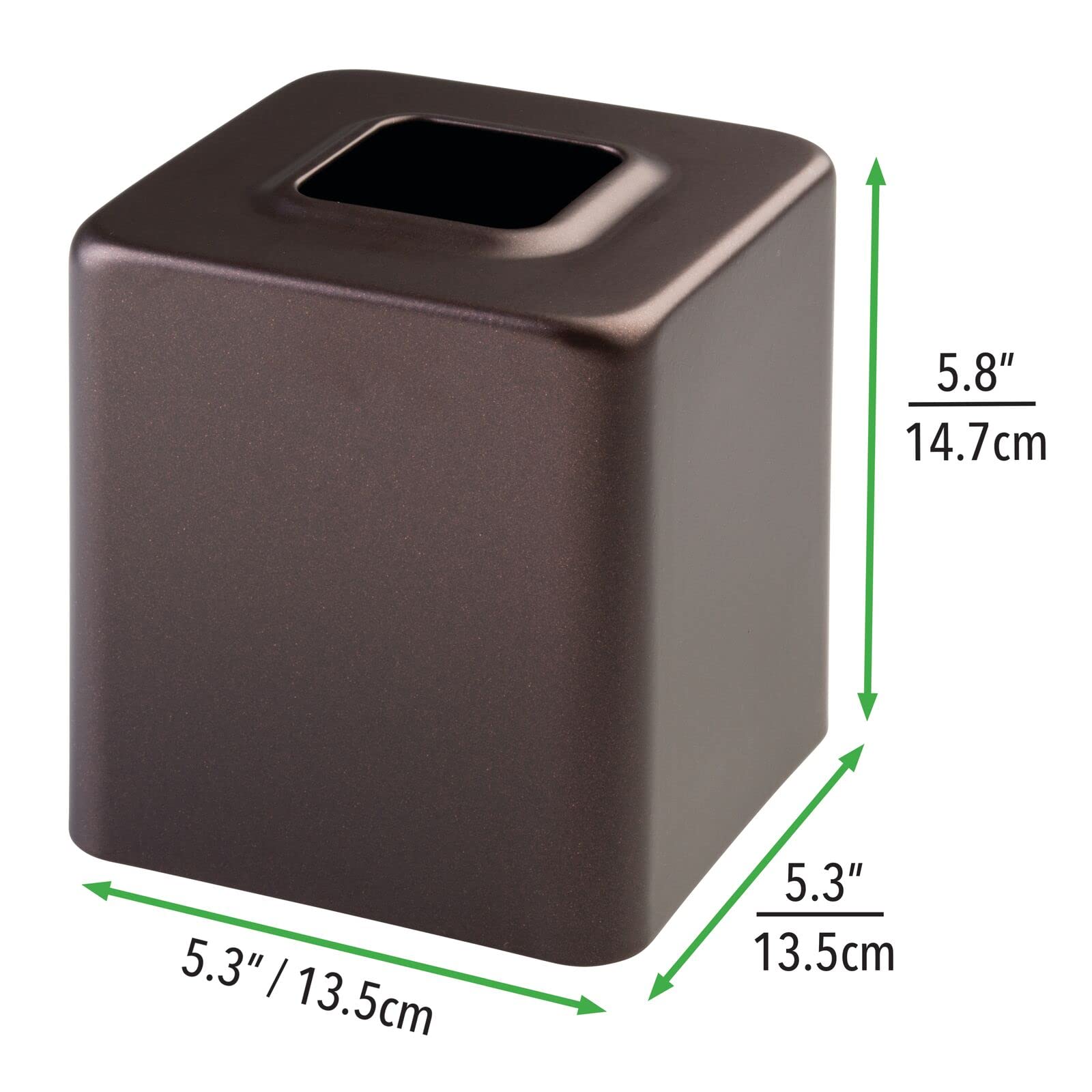 mDesign bronze cover side close-up showing steel texture and durable rust-resistant build