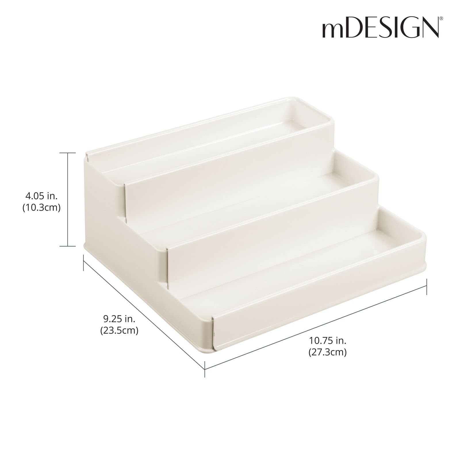 mDesign close-up of shelf lip preventing items from sliding benefit