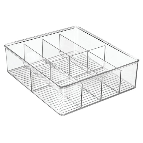 mDesign clear plastic texture close-up highlighting durable shatter-resistant finish