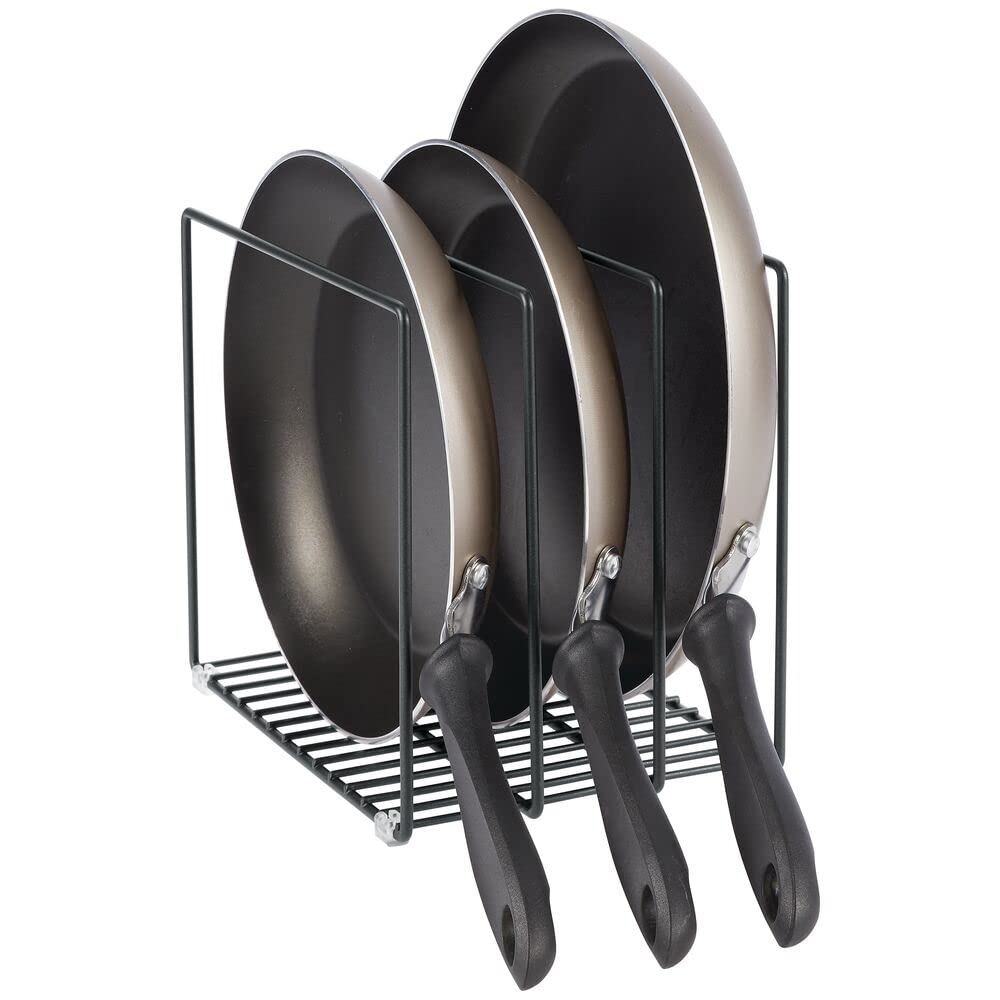 mDesign size comparison with a skillet to show compact footprint and saving space benefit