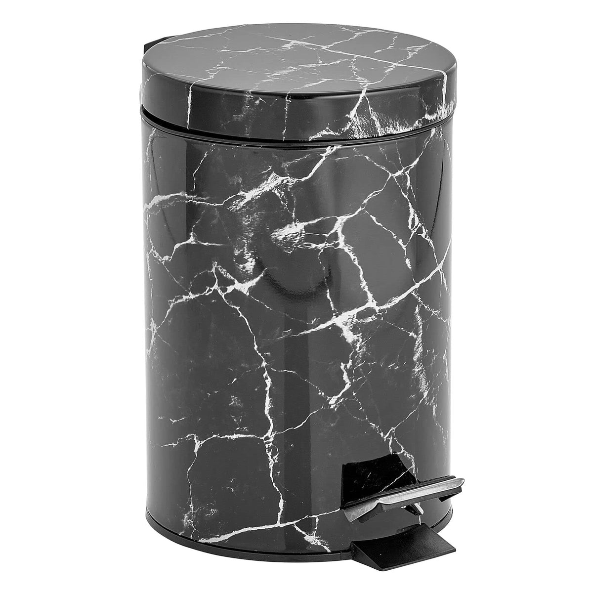 mdesign front view of black marble step can showing compact design and aesthetic benefit