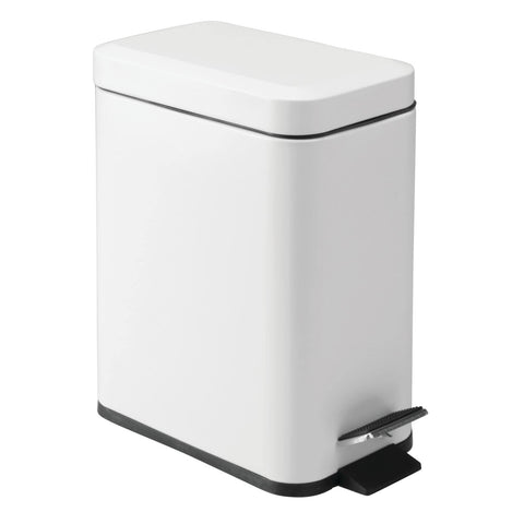 mDesign front view of matte white can showing sleek profile and neat appearance