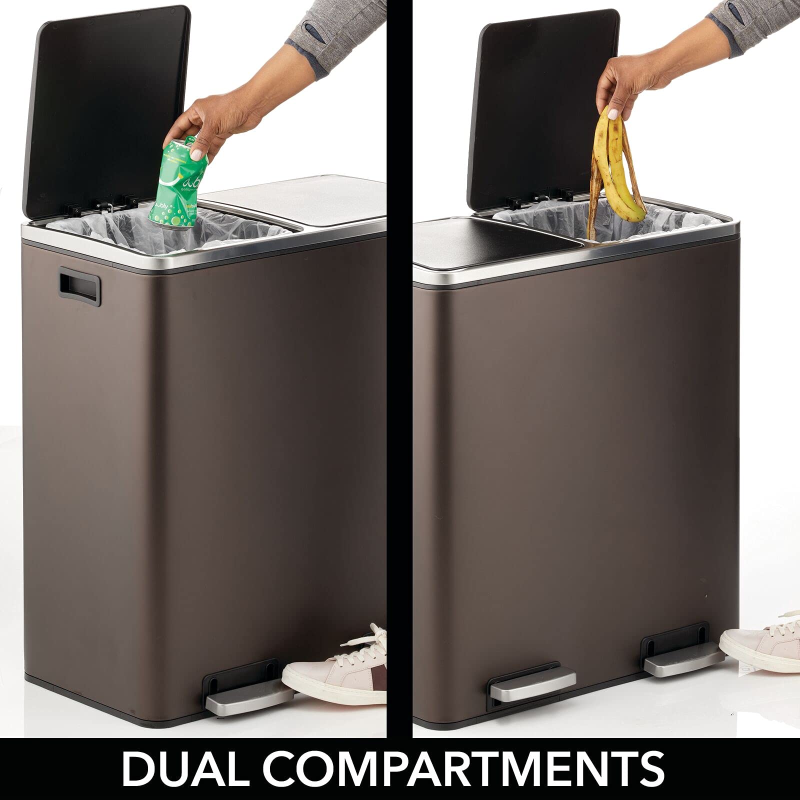 mDesign inner liner buckets removed showing easy lift handles for quick emptying