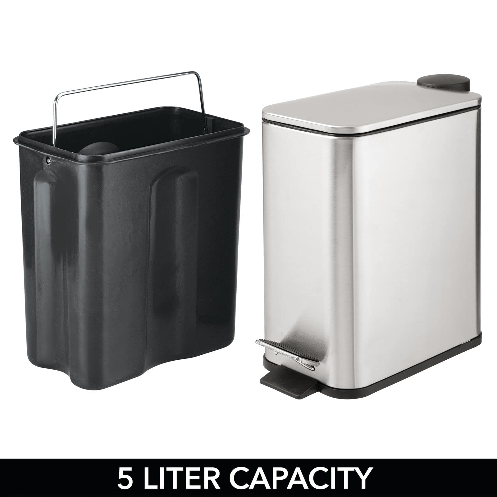 mDesign lid closing smoothly to contain odors and reduce noise in small rooms