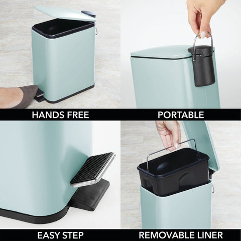 mDesign open lid while disposing item demonstrating touch-free operation