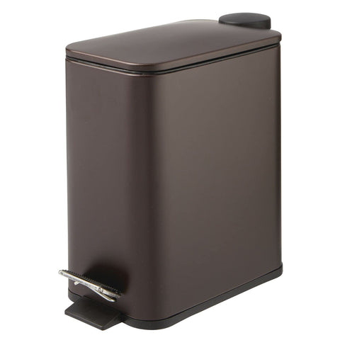 mDesign bin on bathroom counter blending with decor and reducing clutter