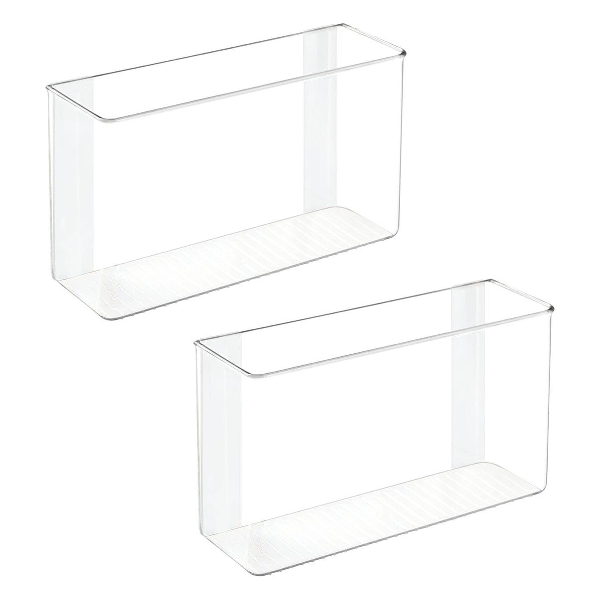 mDesign clear front view of two bins showing sleek storage and visibility