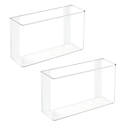 mDesign clear front view of two bins showing sleek storage and visibility