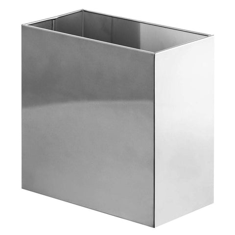 mDesign Linn front view chrome trash can shows compact storage benefit