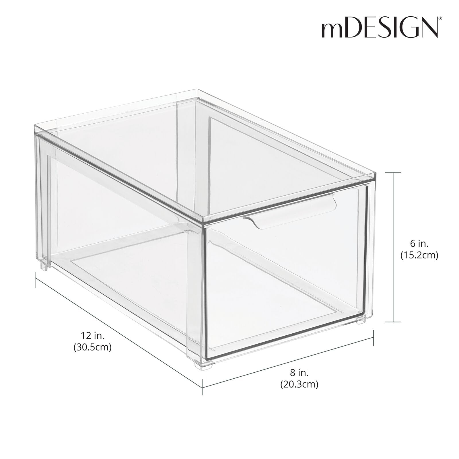 mDesign open drawer with toiletries visible for quick-access benefit