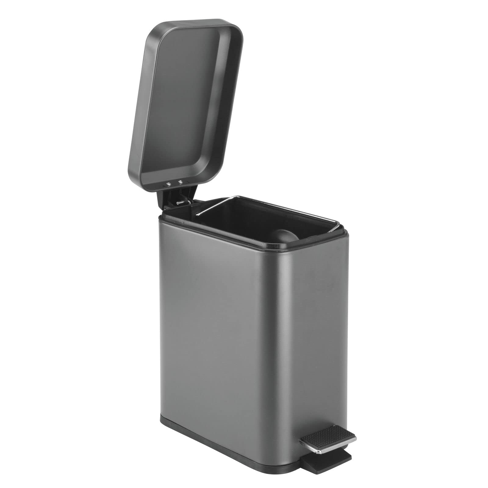 mDesign metal finish close-up showing durable graphite texture and easy-clean benefit