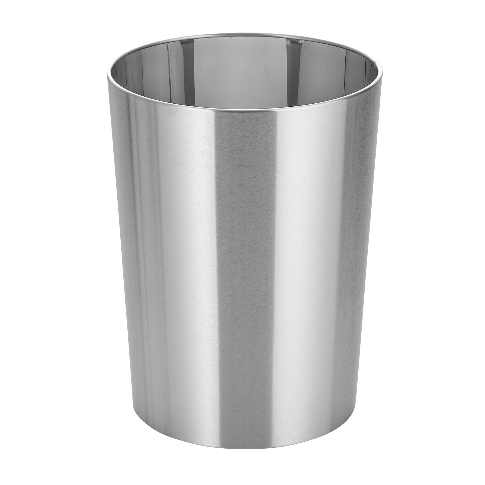 mDesign Mirri brushed stainless steel front view showcasing sleek profile and compact footprint
