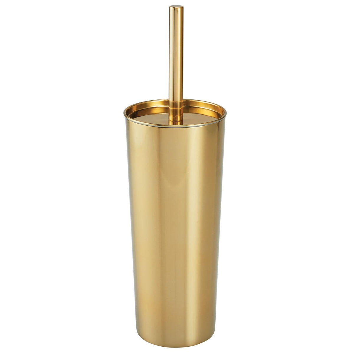 mDesign Mirri soft brass front view shows compact covered storage and sleek finish
