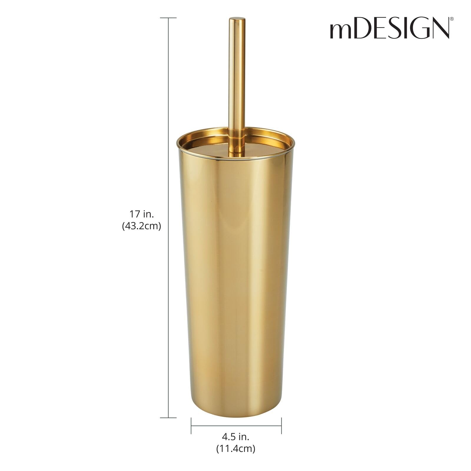 mDesign Mirri beside toilet shows scale and space-saving 4.5-inch footprint