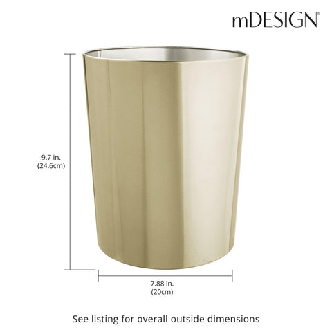 mDesign Mirri next to common items showing 1.7 gallon scale and space-saving benefit