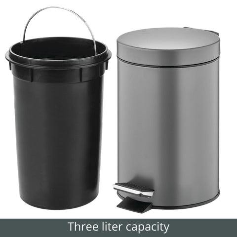mDesign pedal bin placed in bathroom illustrating space-saving placement