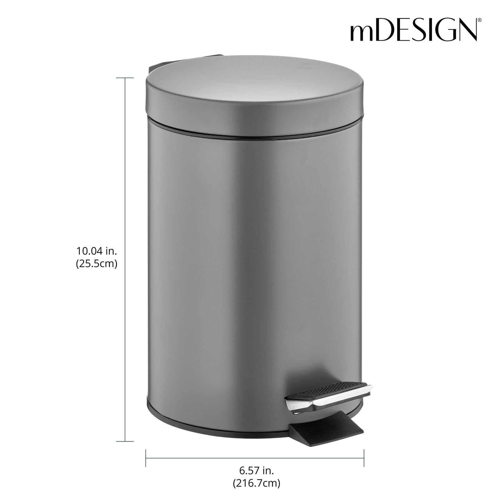 mDesign removable plastic liner lifted out for easy emptying and cleaning