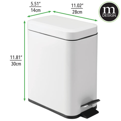 mDesign removable liner detail showing plastic bucket and metal handle for easy emptying