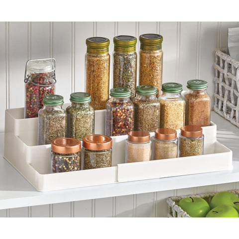 mDesign side view expanded width fitting varied cabinet sizes benefit