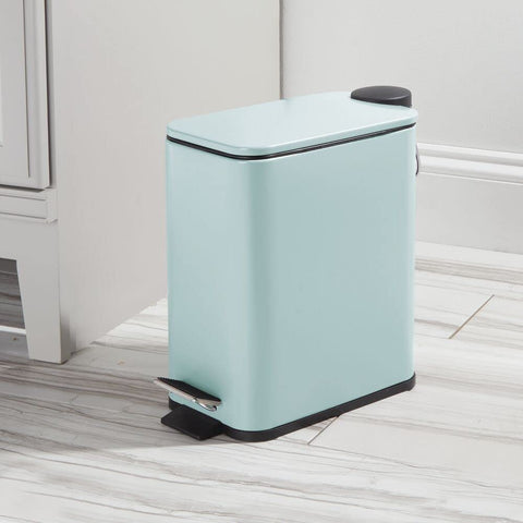 mDesign slim side profile illustrating narrow rectangle fits tight spaces