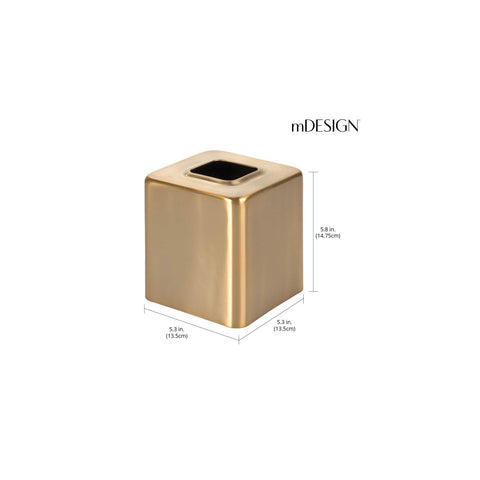 mDesign soft brass on vanity with accessories displaying stylish bathroom organization
