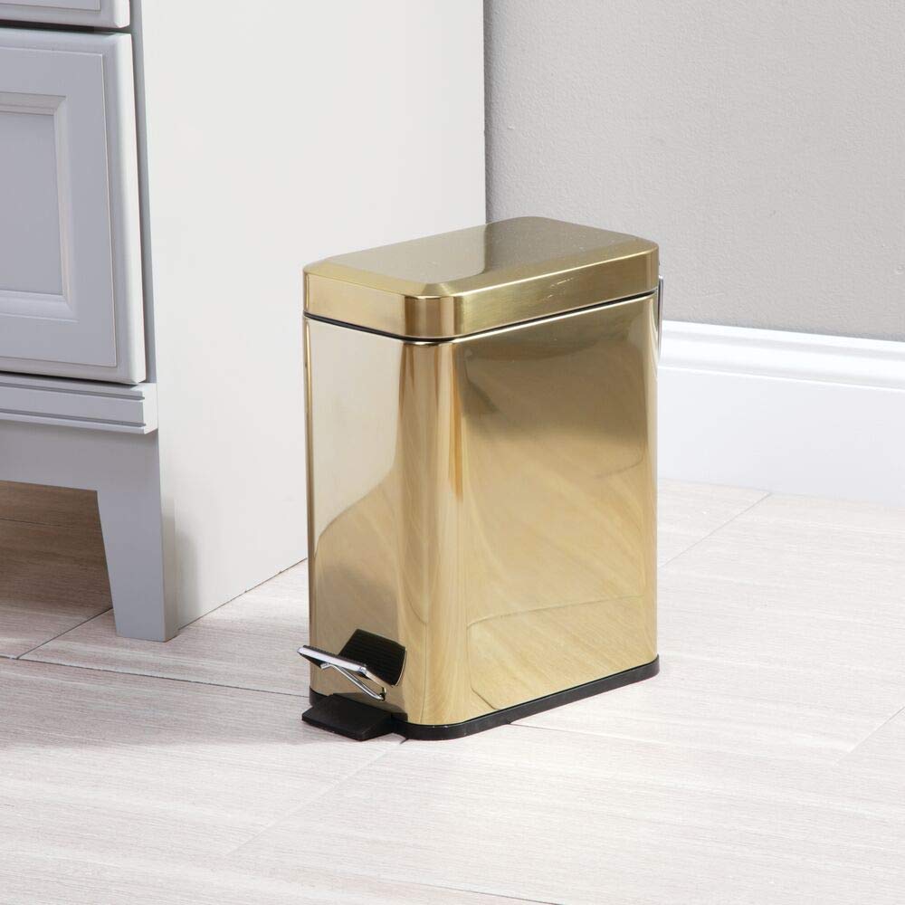 mDesign top view with lid open highlighting hands-free access and soft-close benefit
