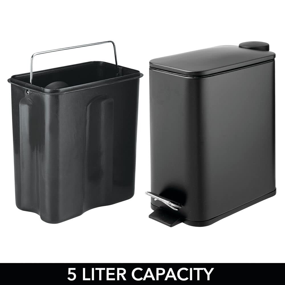 mDesign trash can lid hinge close-up showing soft-close mechanism and durability