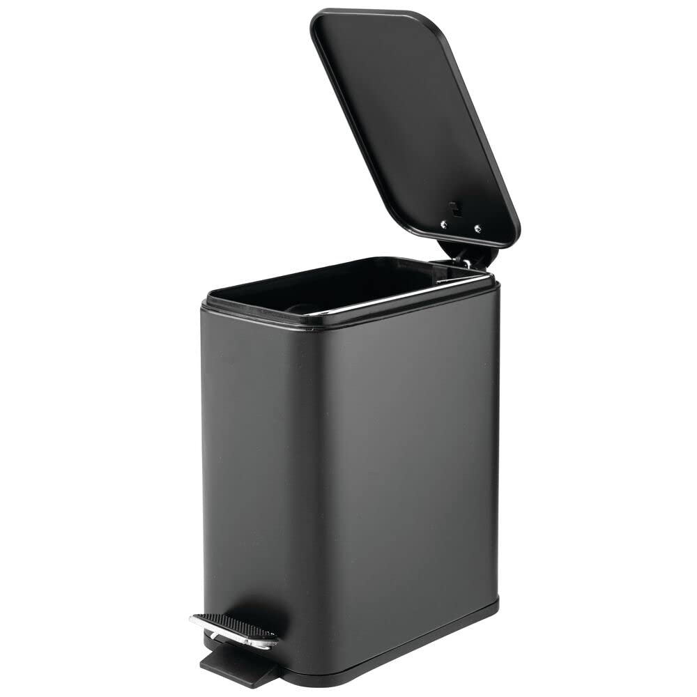 mDesign trash can matte black finish detail resisting fingerprints and stains
