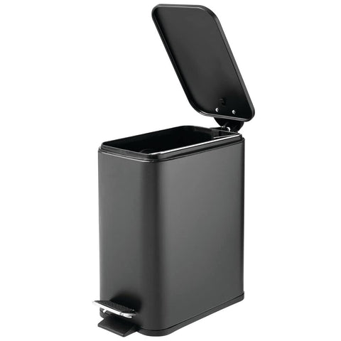 mDesign trash can matte black finish detail resisting fingerprints and stains