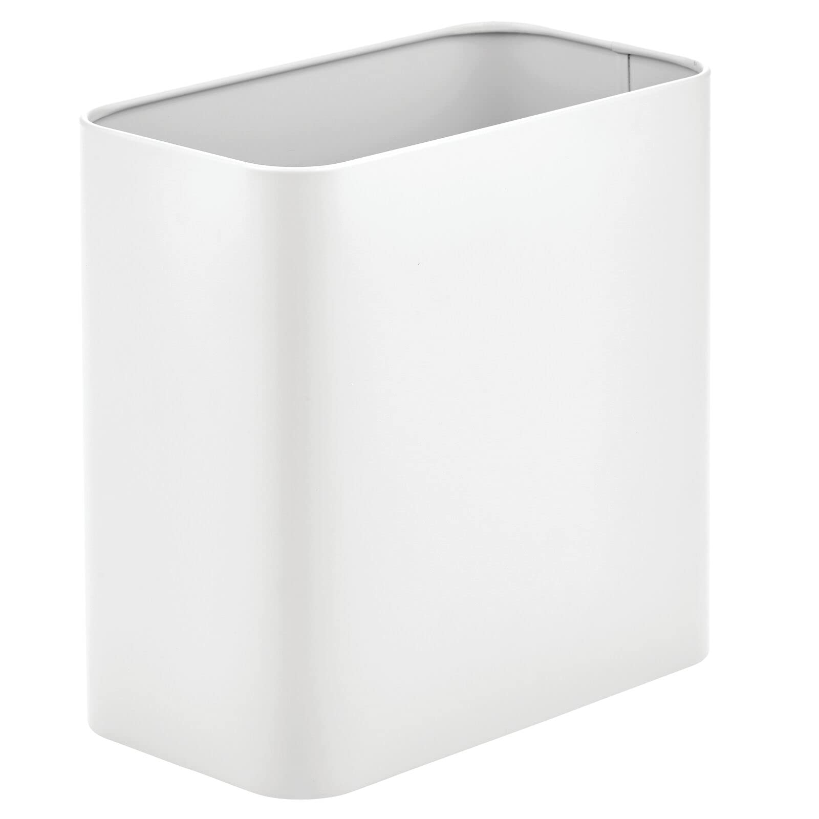 mDesign white bin front view showing neat silhouette and space-saving design