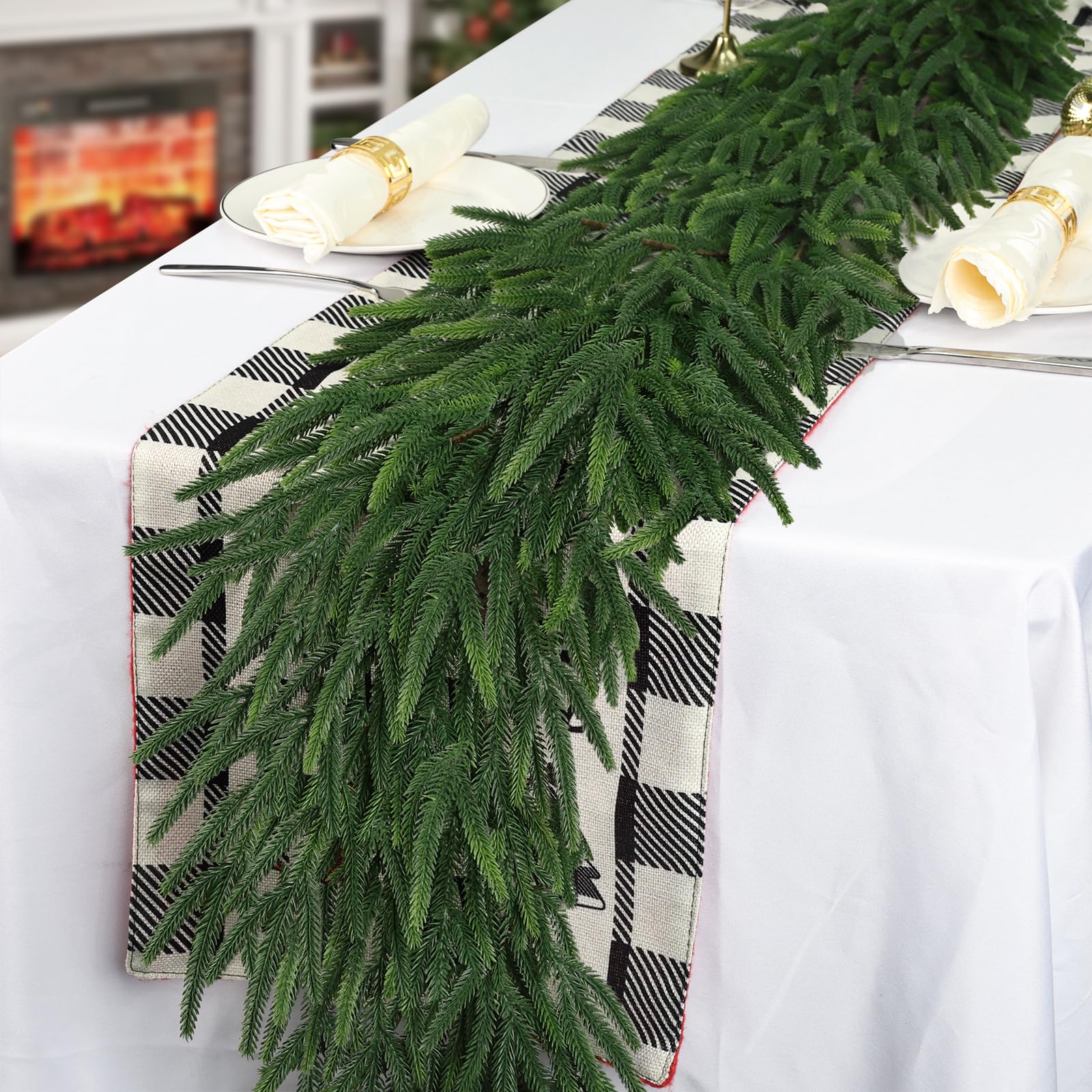 MDSTBN front view garland on mantel showing lush festive finish