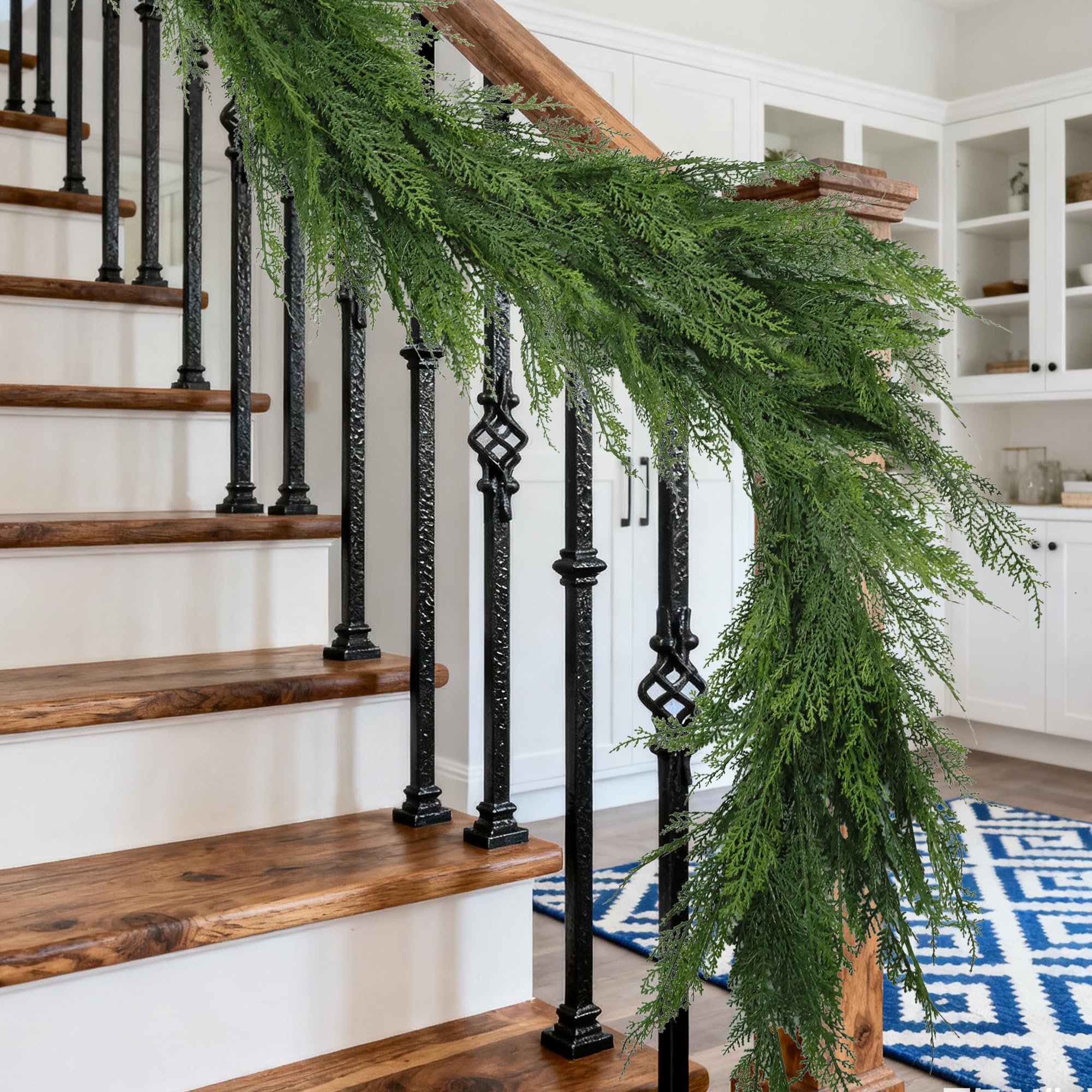 MDSTBN front view of 9ft garland showing full length and lush tones for instant festive decor