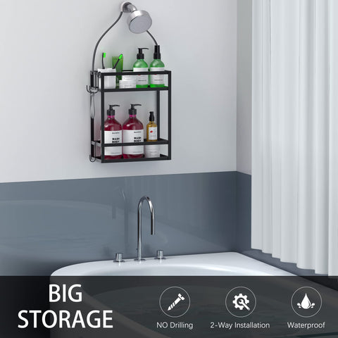 Meangood S-hooks holding razor and loofah for convenient hanging and quick drying.