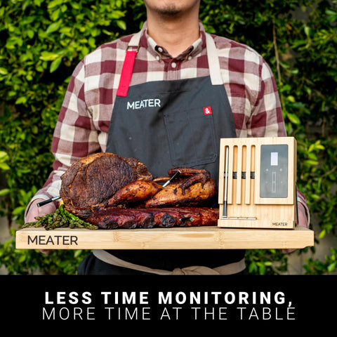MEATER Block rear view with micro-USB port visible, reliable long-cook power option