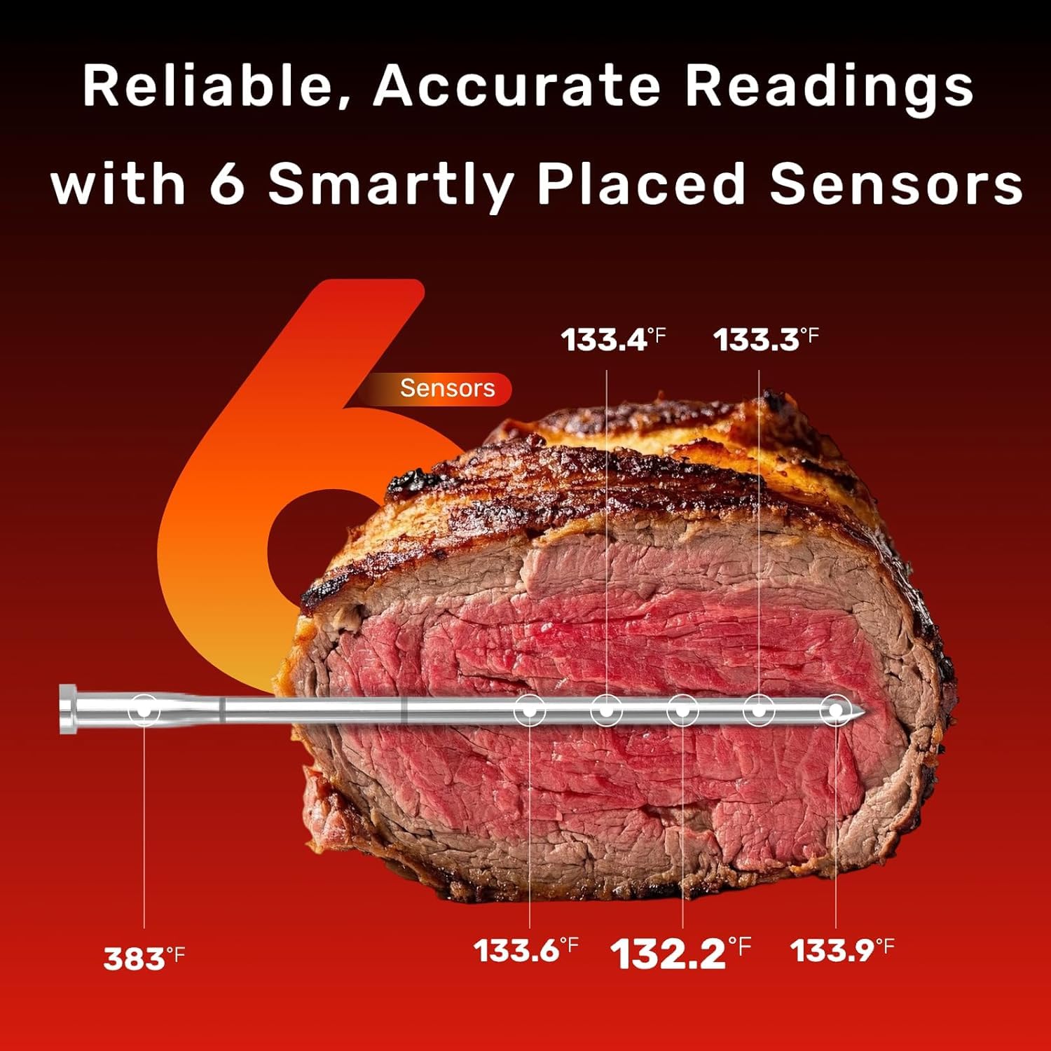 Meatmeet stainless steel probe tip close-up for precise readings