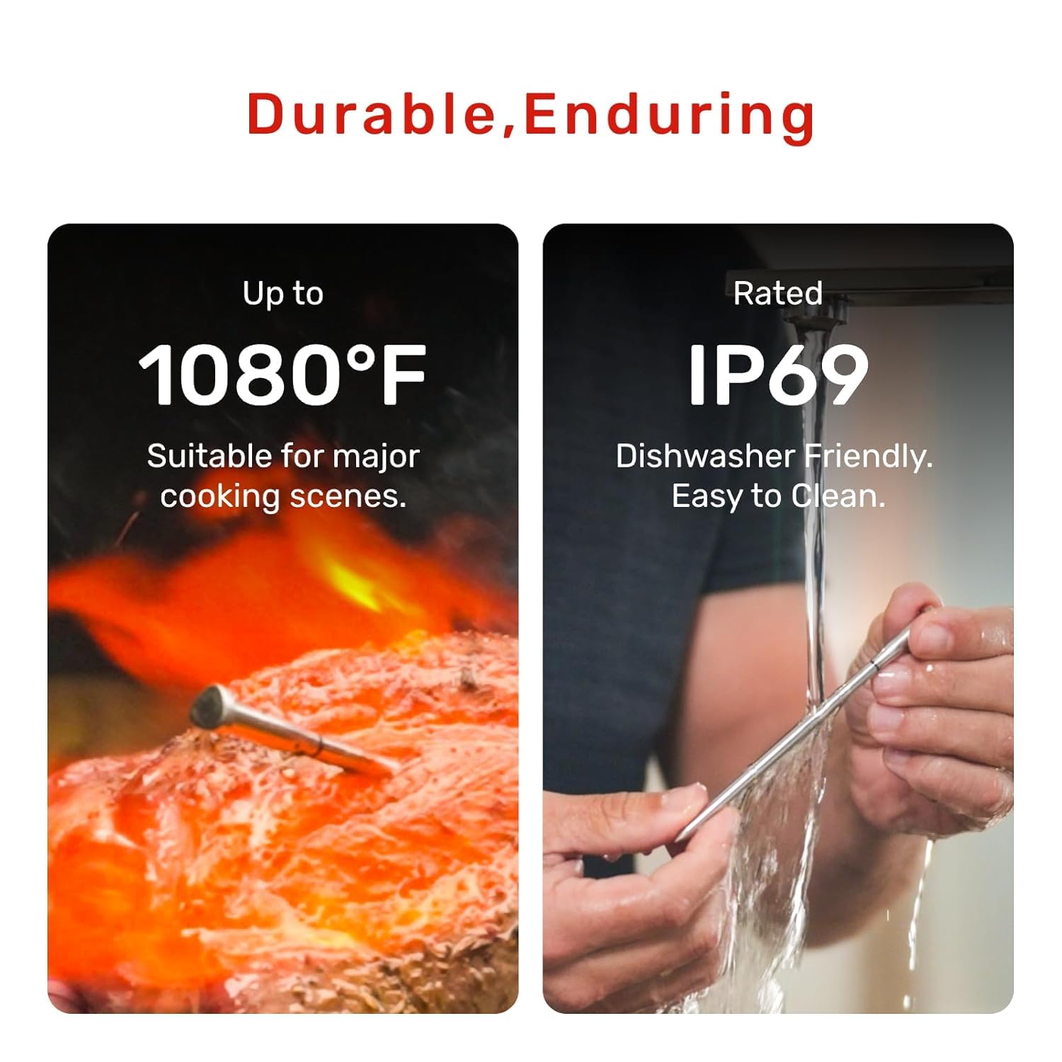 Meatmeet probe beside ruler showing size and scale for fit